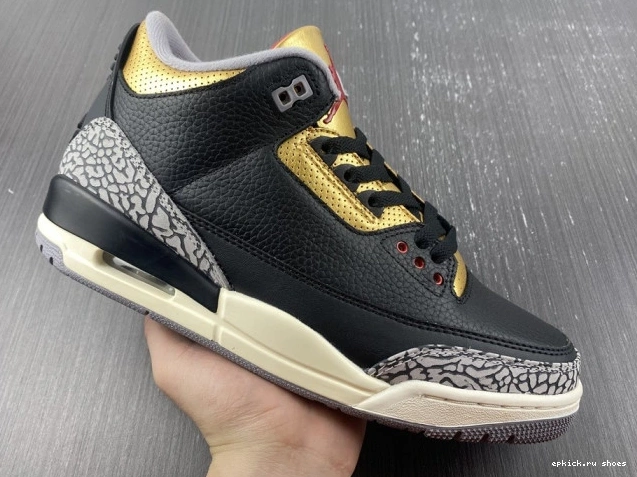 Rep WMNS Gold Jordan 3 Black Air CK9246-067 0805